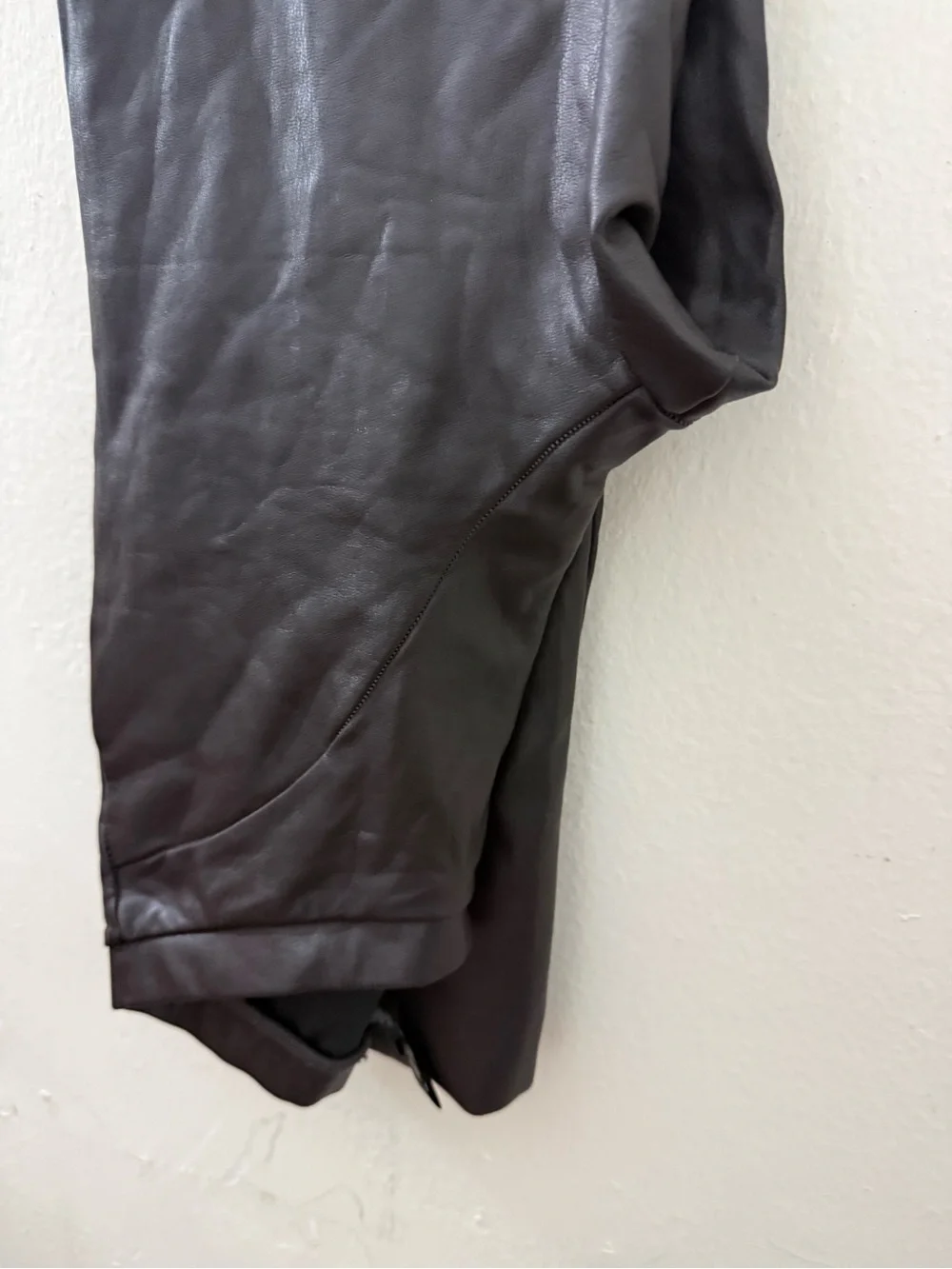 SKIMS Faux Leather High-Waist Pants in Dark Brown